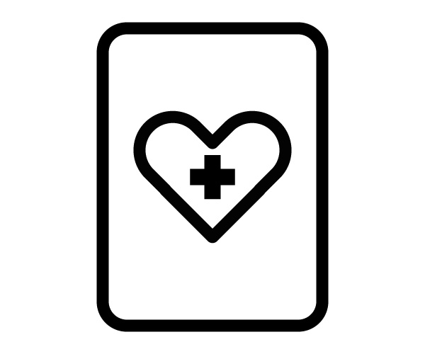 スマートフォンにハートマークと十字マーク　医療・福祉で使えるアイコン