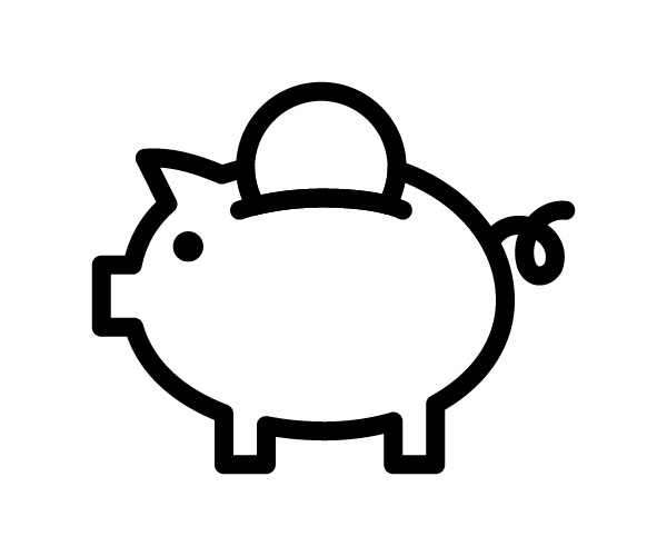 豚の貯金箱と硬貨　コイン　お金・ファイナンスで使えるアイコン